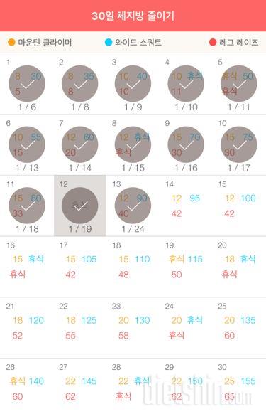 30일 체지방 줄이기 13일차 성공!