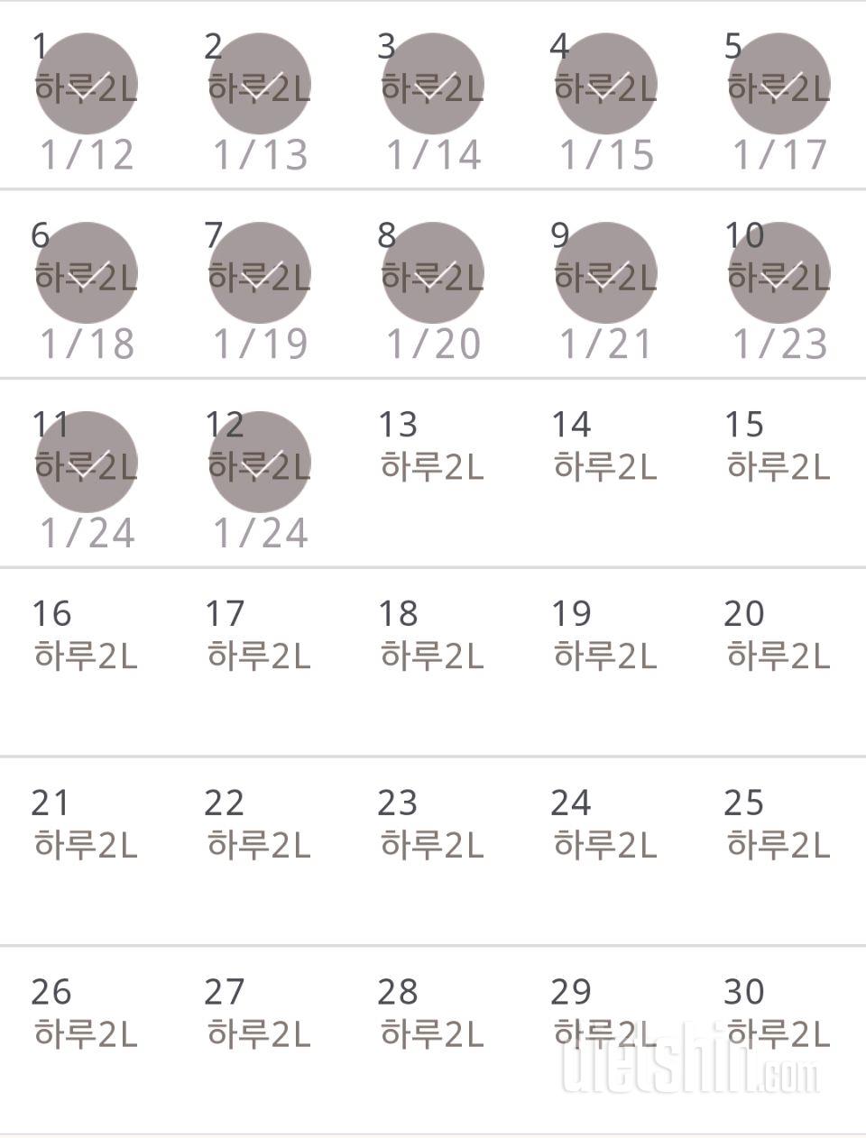 30일 하루 2L 물마시기 12일차 성공!