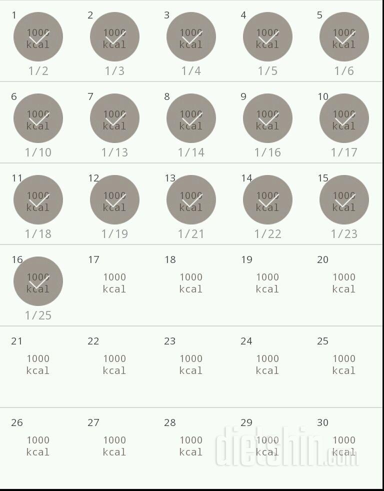 30일 1,000kcal 식단 16일차 성공!