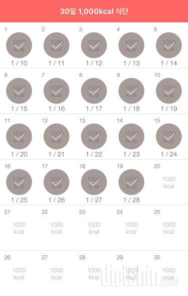 30일 1,000kcal 식단 19일차 성공!