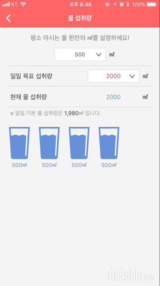 30일 하루 2L 물마시기 10일차 성공!