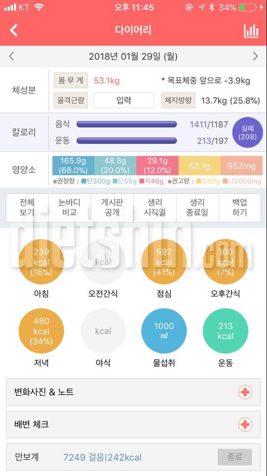 1월 29일 - 몸무게의 상태가..?