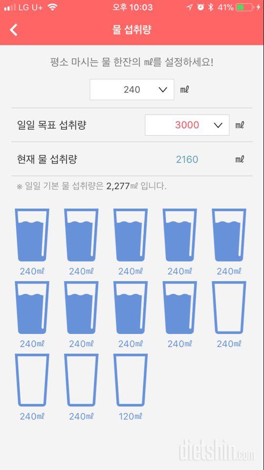 30일 하루 2L 물마시기 10일차 성공!