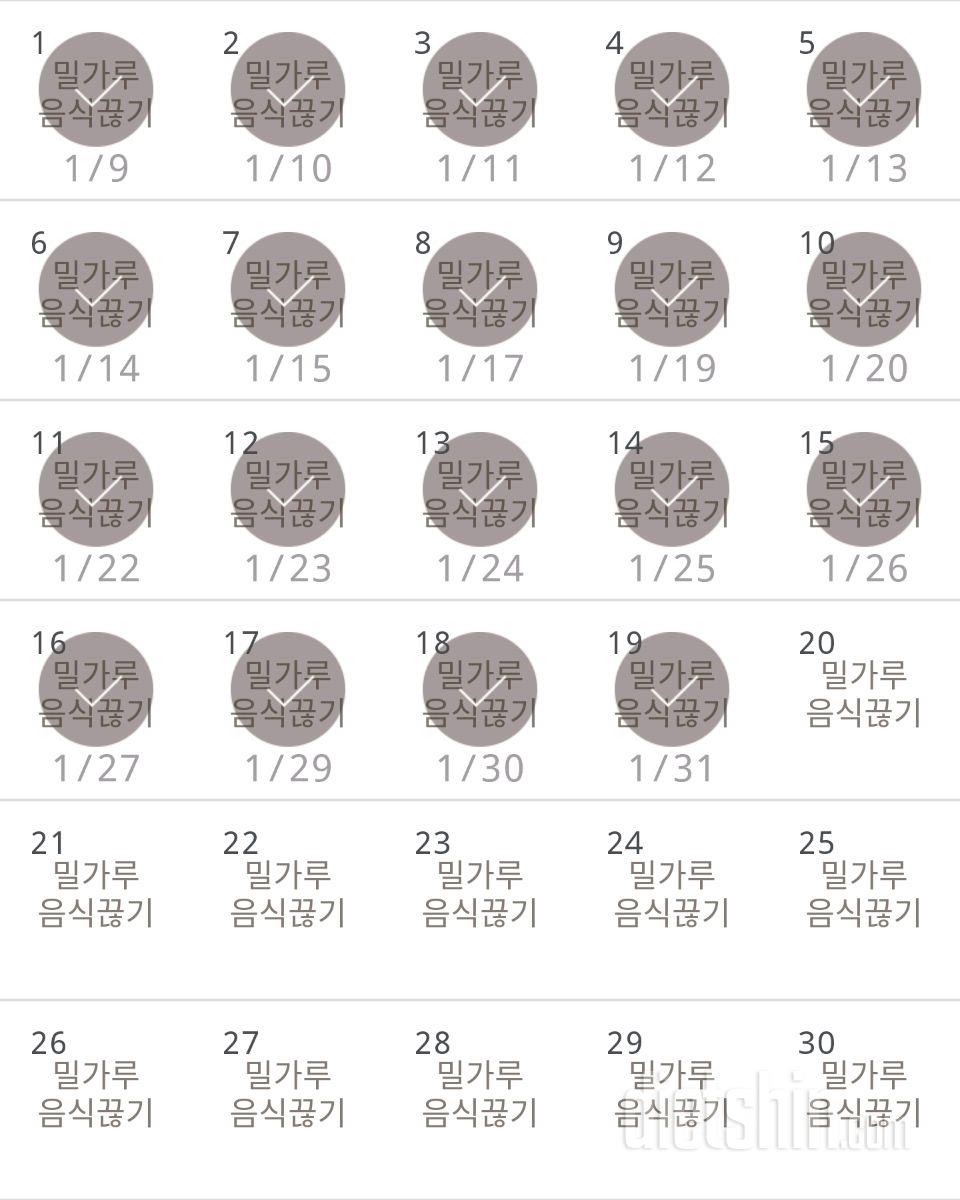 30일 밀가루 끊기 19일차 성공!