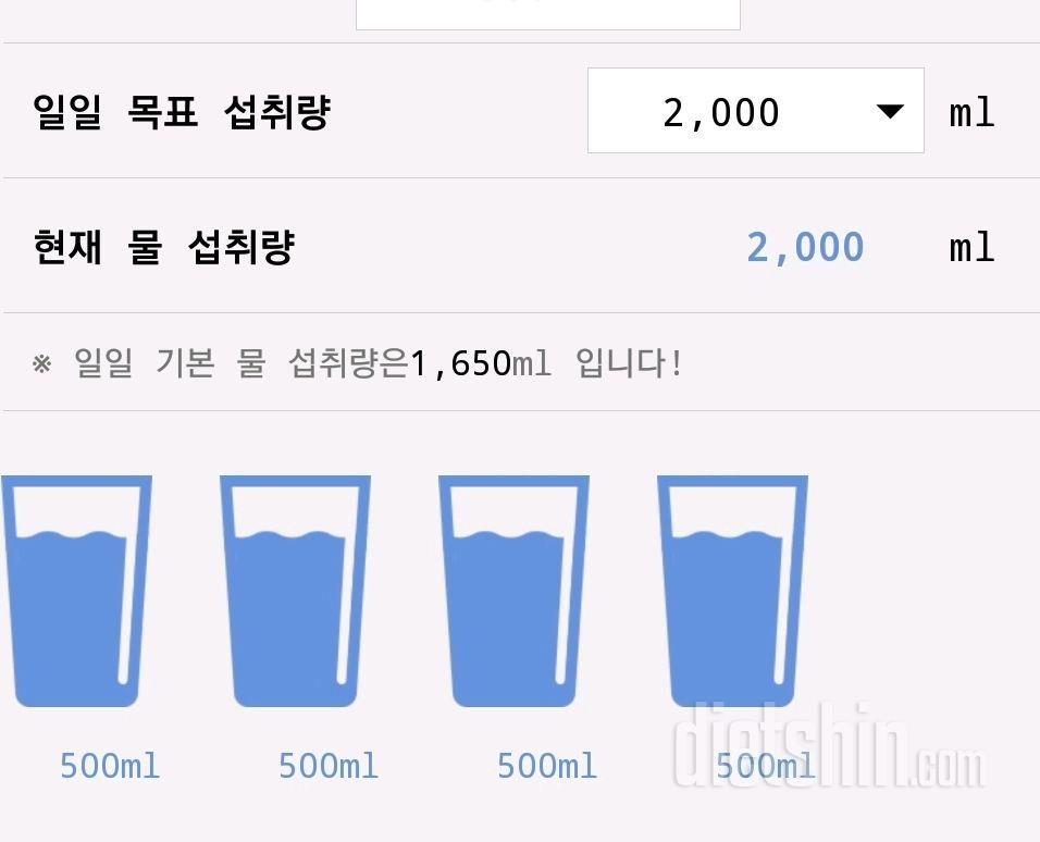 30일 하루 2L 물마시기 4일차 성공!