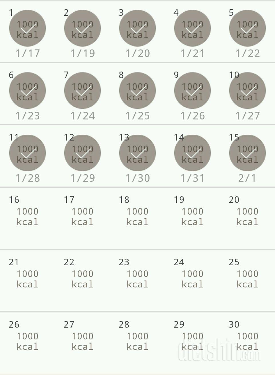 30일 1,000kcal 식단 15일차 성공!