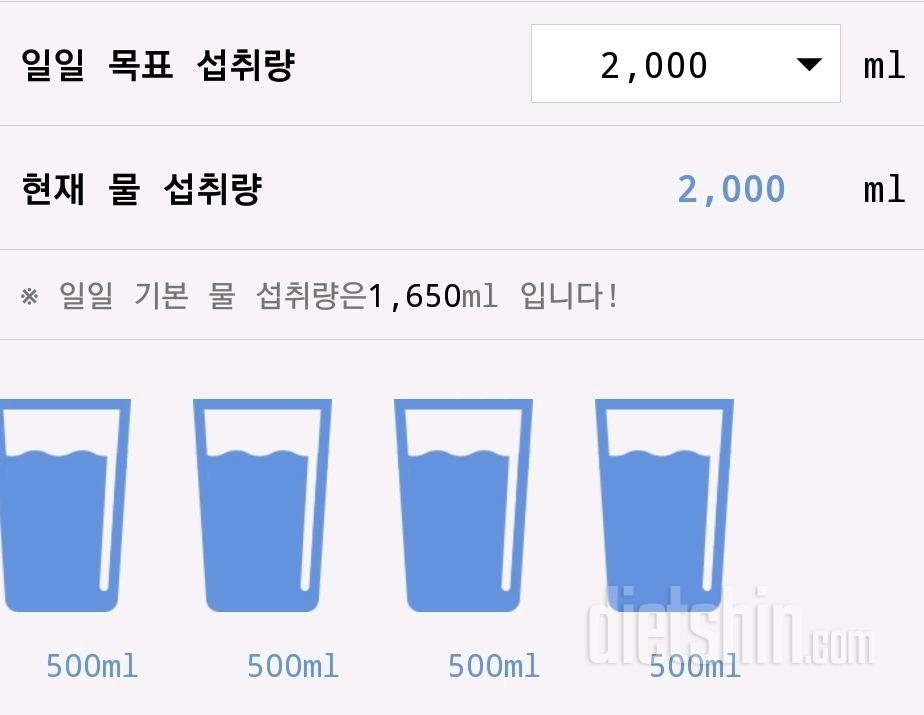 30일 하루 2L 물마시기 5일차 성공!