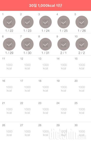 30일 1,000kcal 식단 10일차 성공!