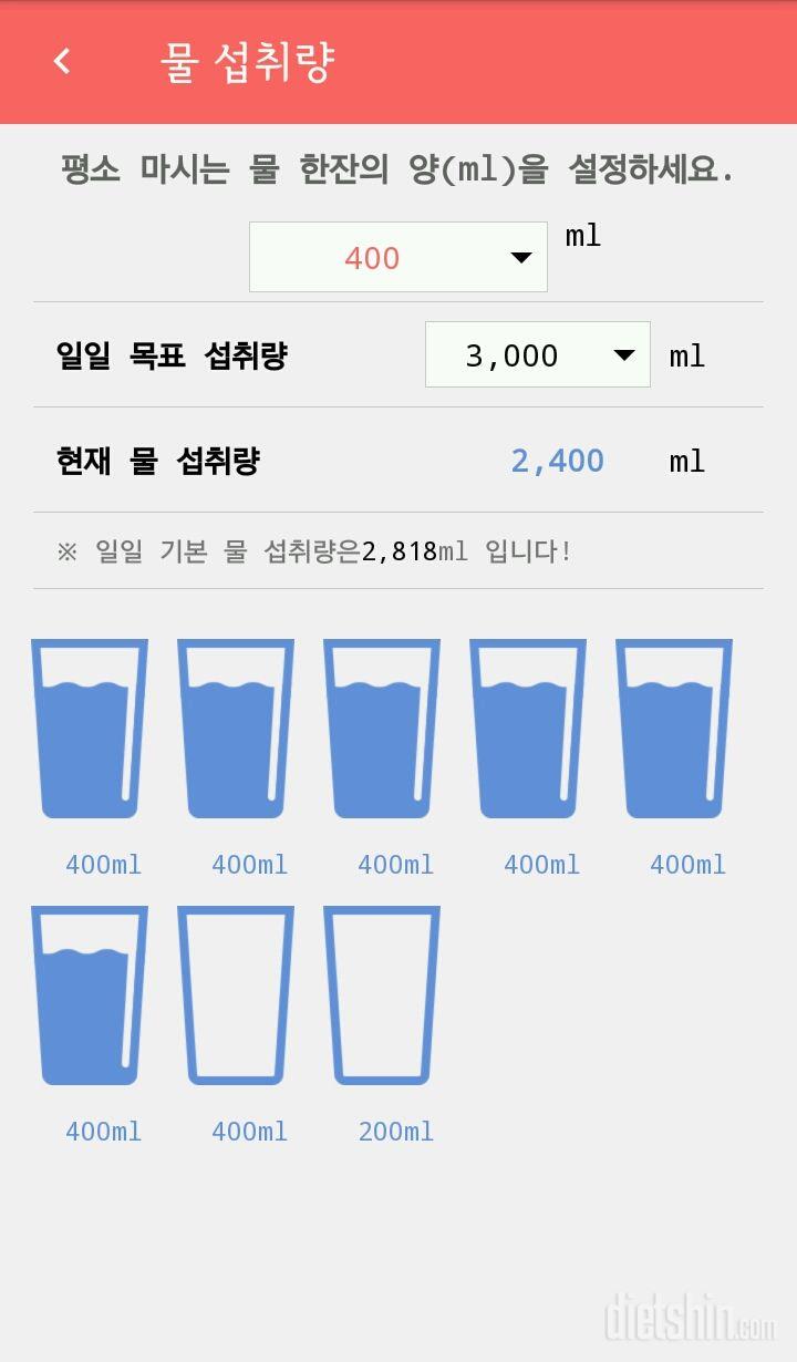 30일 하루 2L 물마시기 4일차 성공!