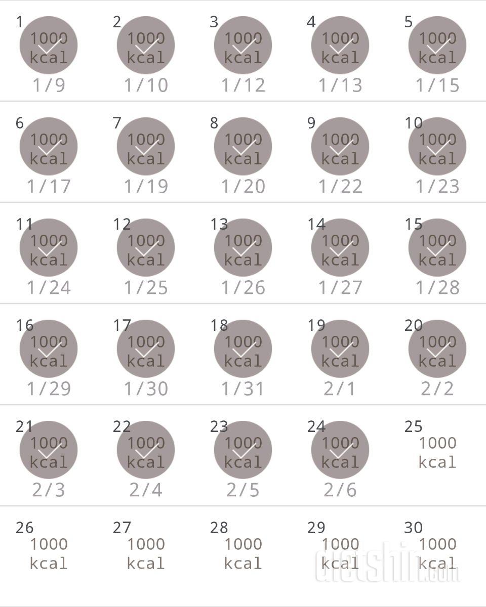 30일 1,000kcal 식단 24일차 성공!