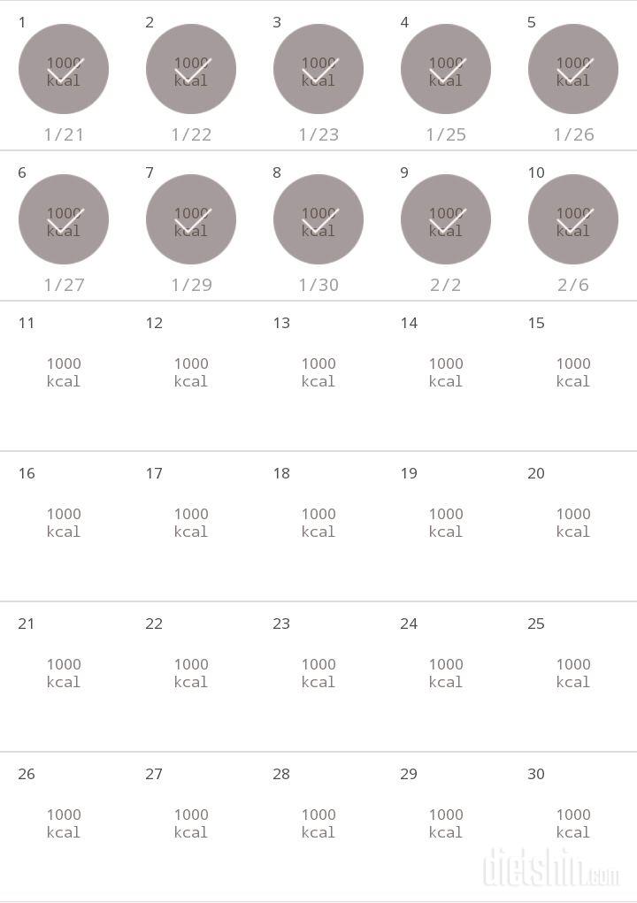 30일 1,000kcal 식단 10일차 성공!