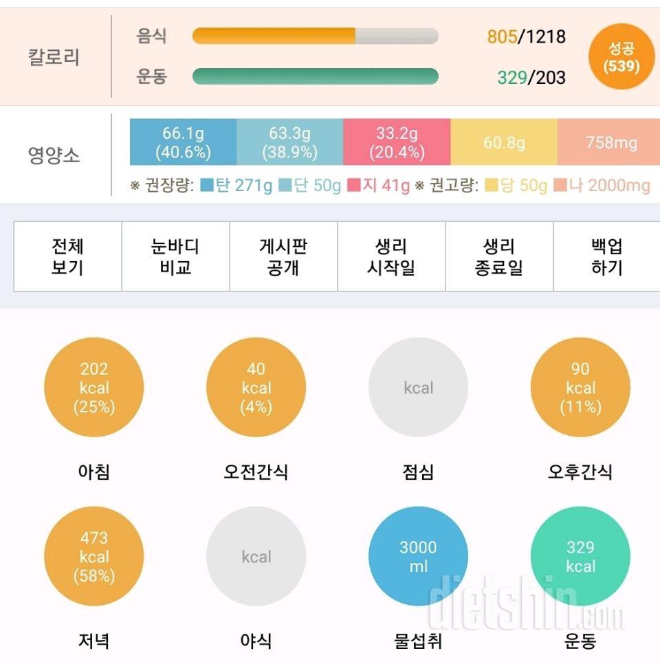 30일 1,000kcal 식단 1일차 성공!