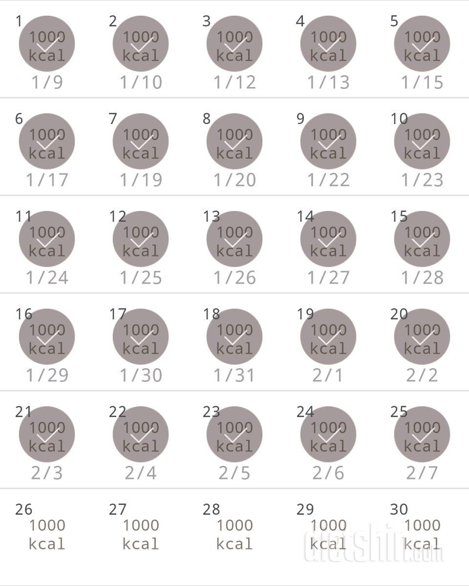 30일 1,000kcal 식단 25일차 성공!