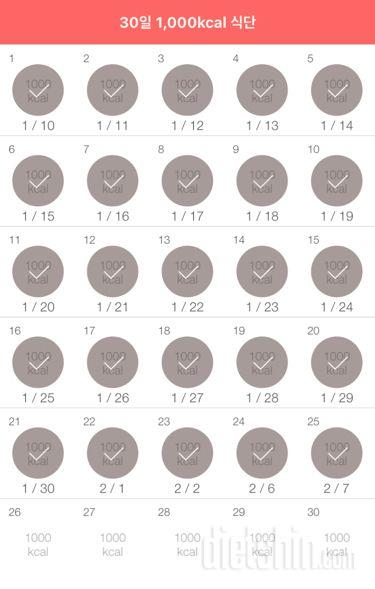 30일 1,000kcal 식단 25일차 성공!