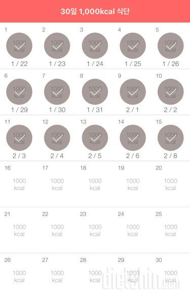 30일 1,000kcal 식단 15일차 성공!