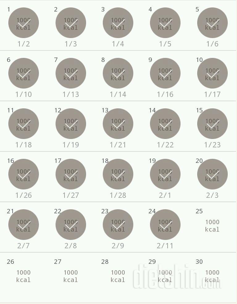 30일 1,000kcal 식단 24일차 성공!