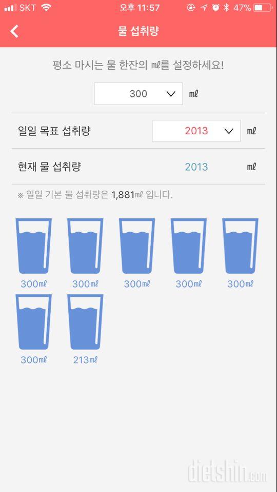 30일 하루 2L 물마시기 21일차 성공!