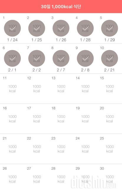 30일 1,000kcal 식단 10일차 성공!