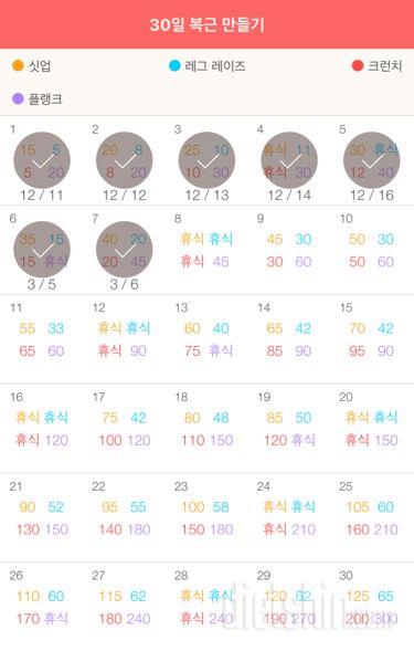 30일 복근 만들기 187일차 성공!