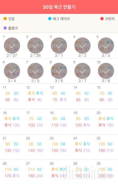 30일 복근 만들기 10일차 성공!