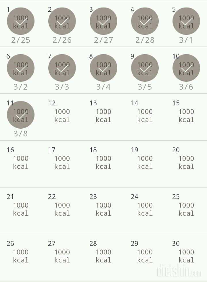 30일 1,000kcal 식단 11일차 성공!