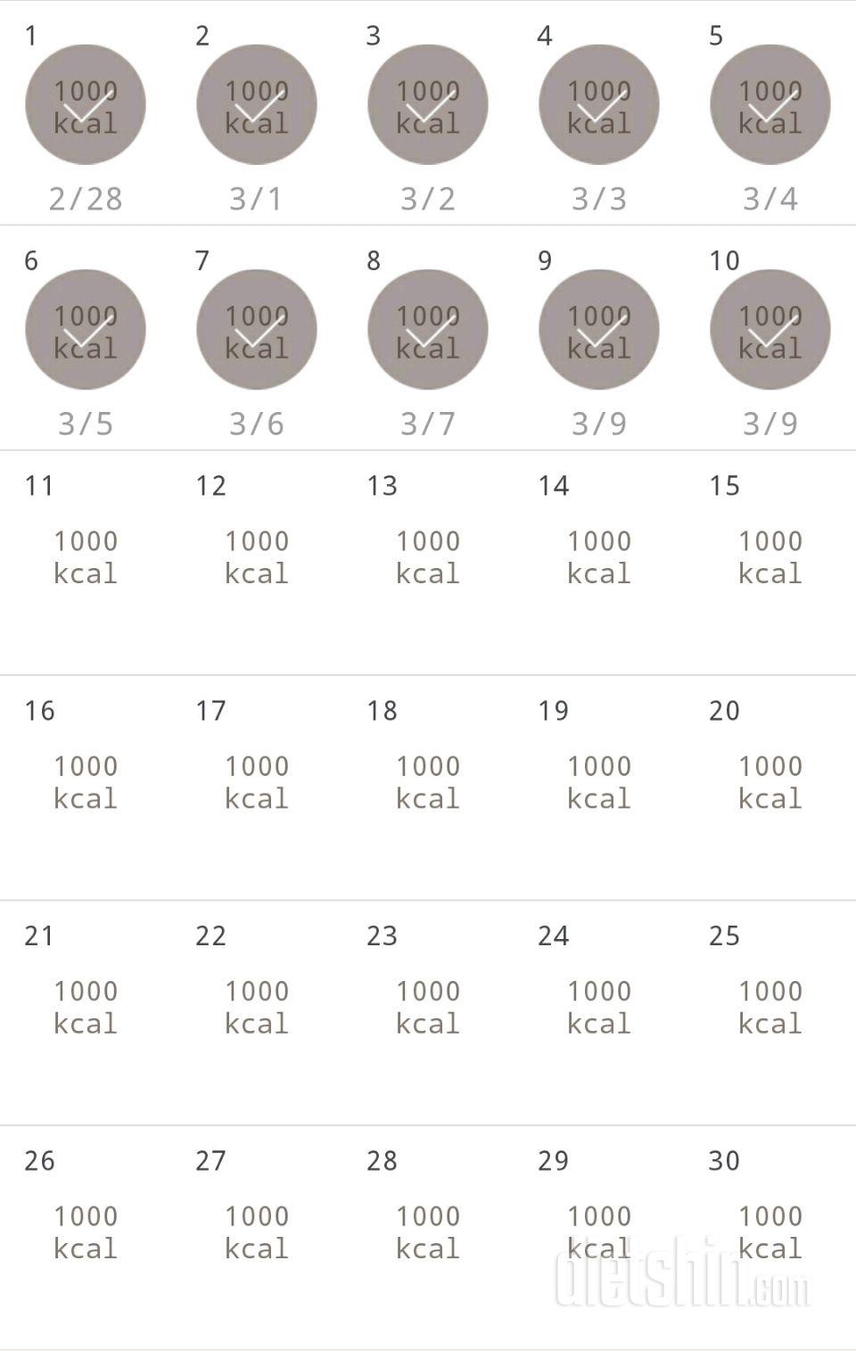 30일 1,000kcal 식단 10일차 성공!