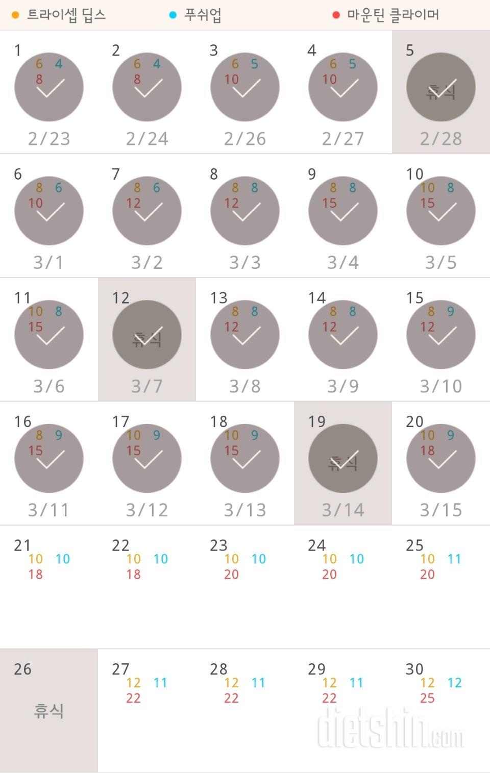 30일 슬림한 팔 20일차 성공!