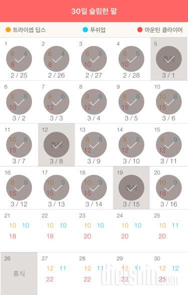 30일 슬림한 팔 290일차 성공!