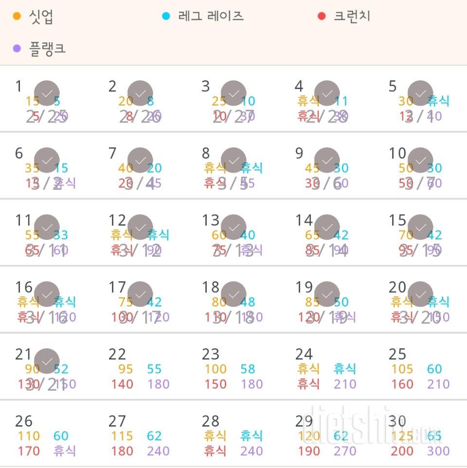 30일 복근 만들기 21일차 성공!