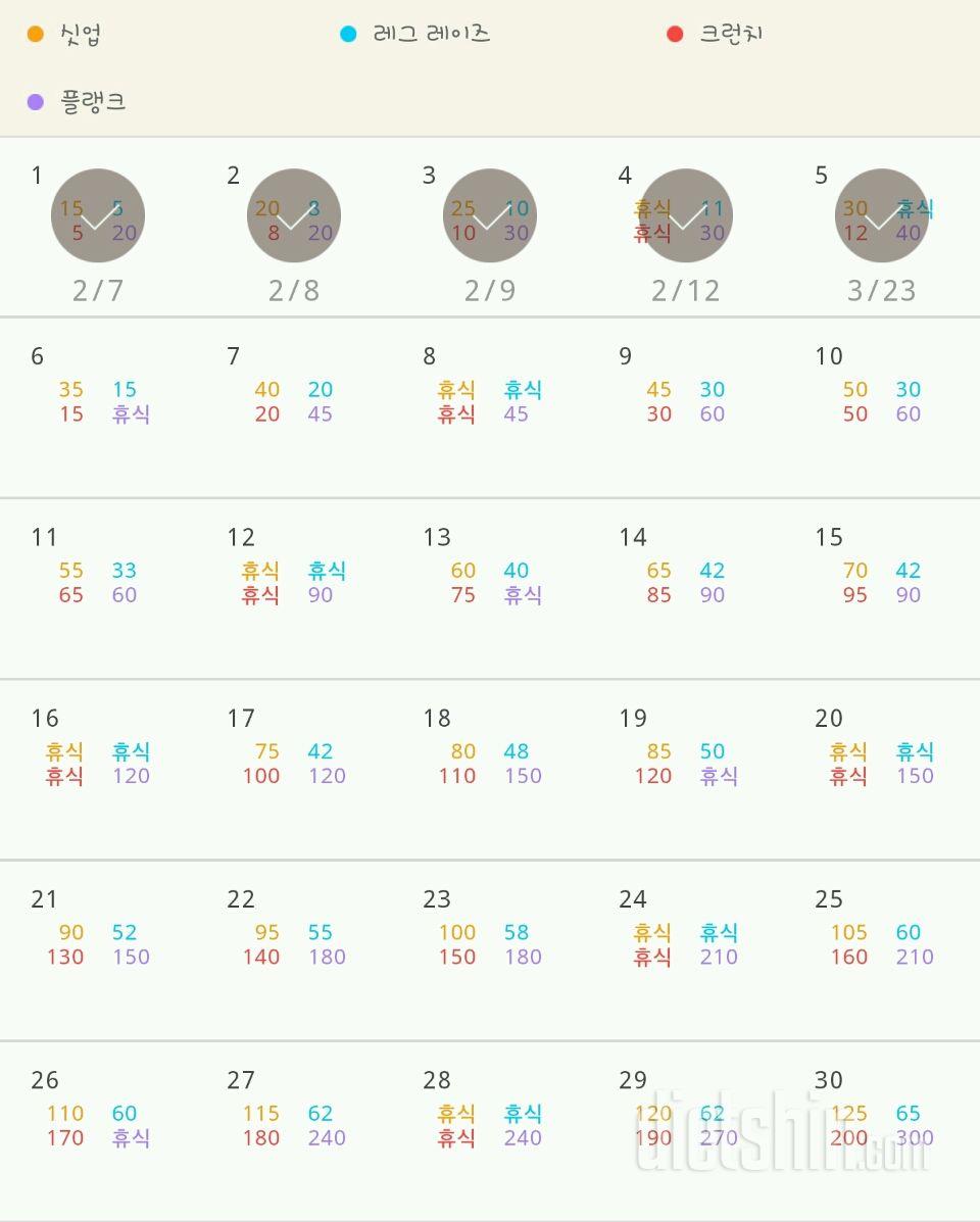 30일 복근 만들기 5일차 성공!