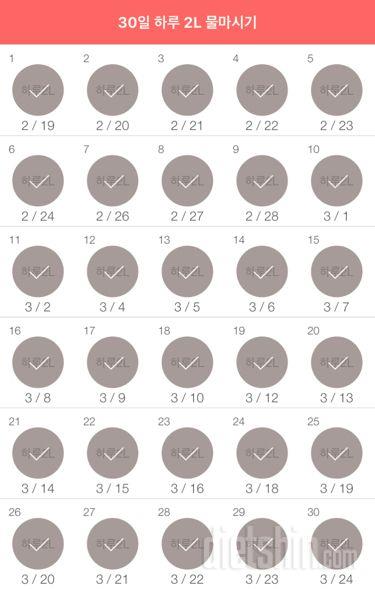 30일 하루 2L 물마시기 90일차 성공!