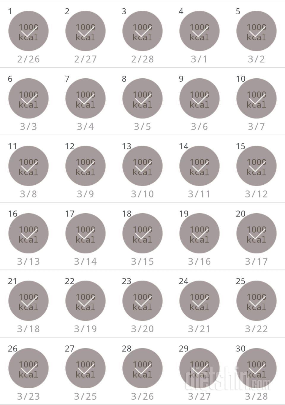 30일 1,000kcal 식단 30일차 성공!