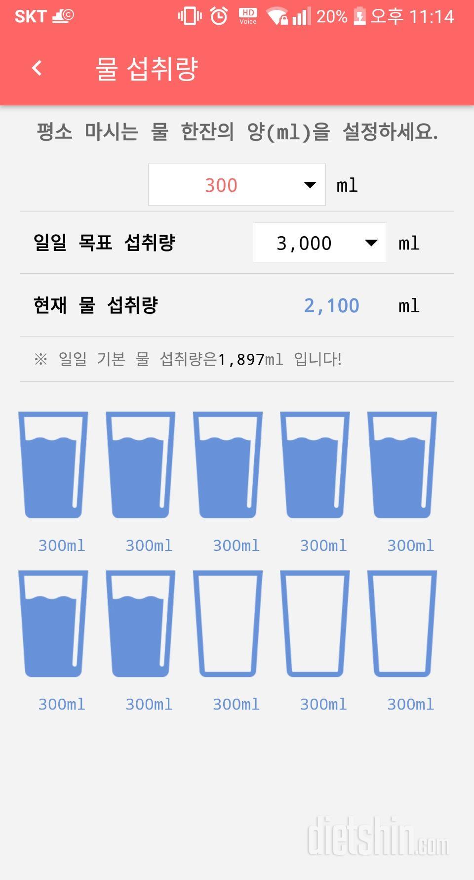 30일 하루 2L 물마시기 1일차 성공!