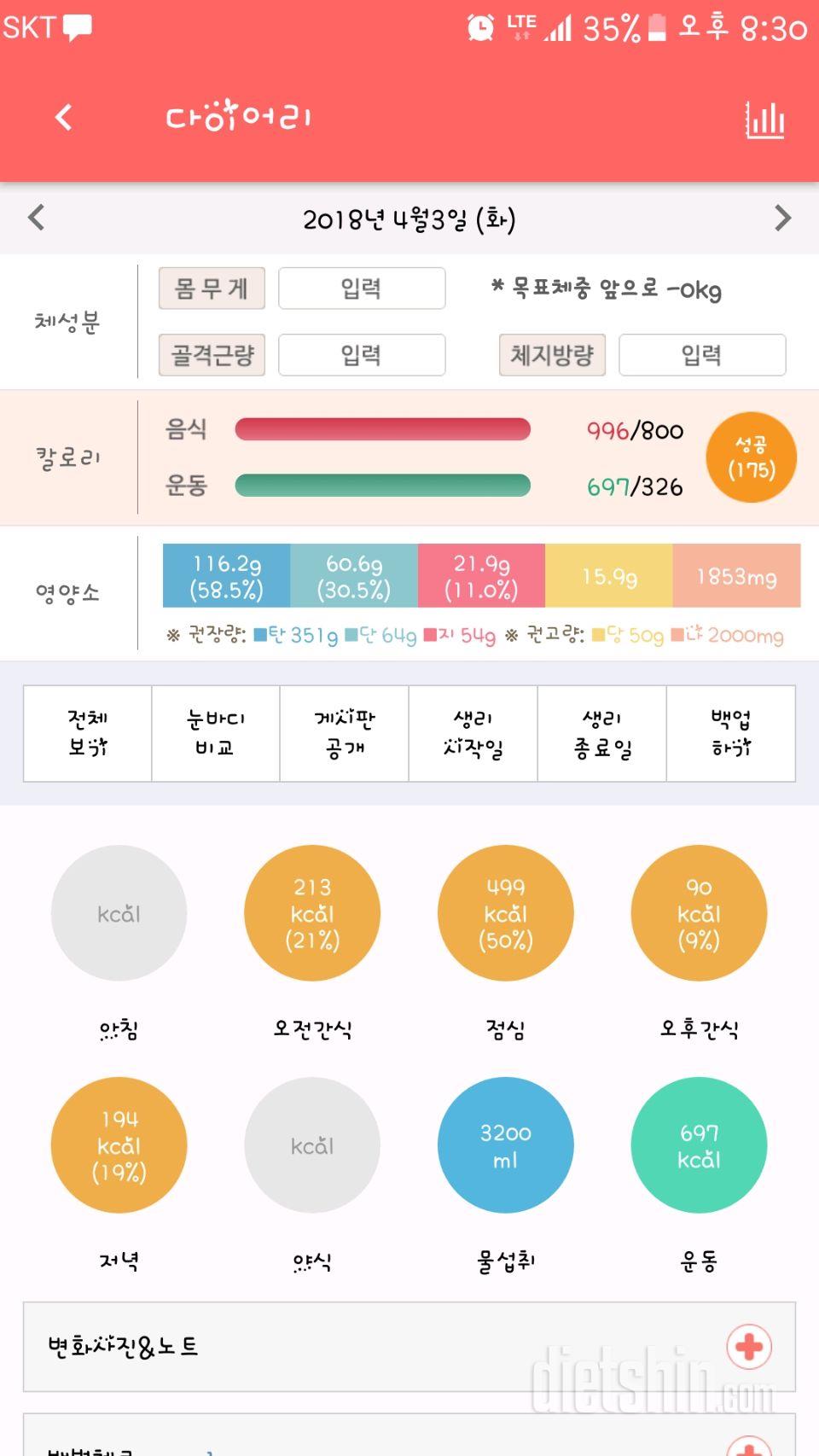 4.3 오늘은 식단이엉망이네요