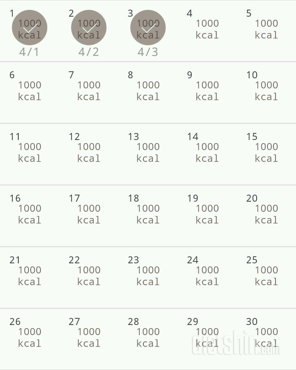 30일 1,000kcal 식단 3일차 성공!