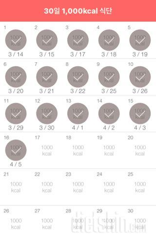 30일 1,000kcal 식단 16일차 성공!