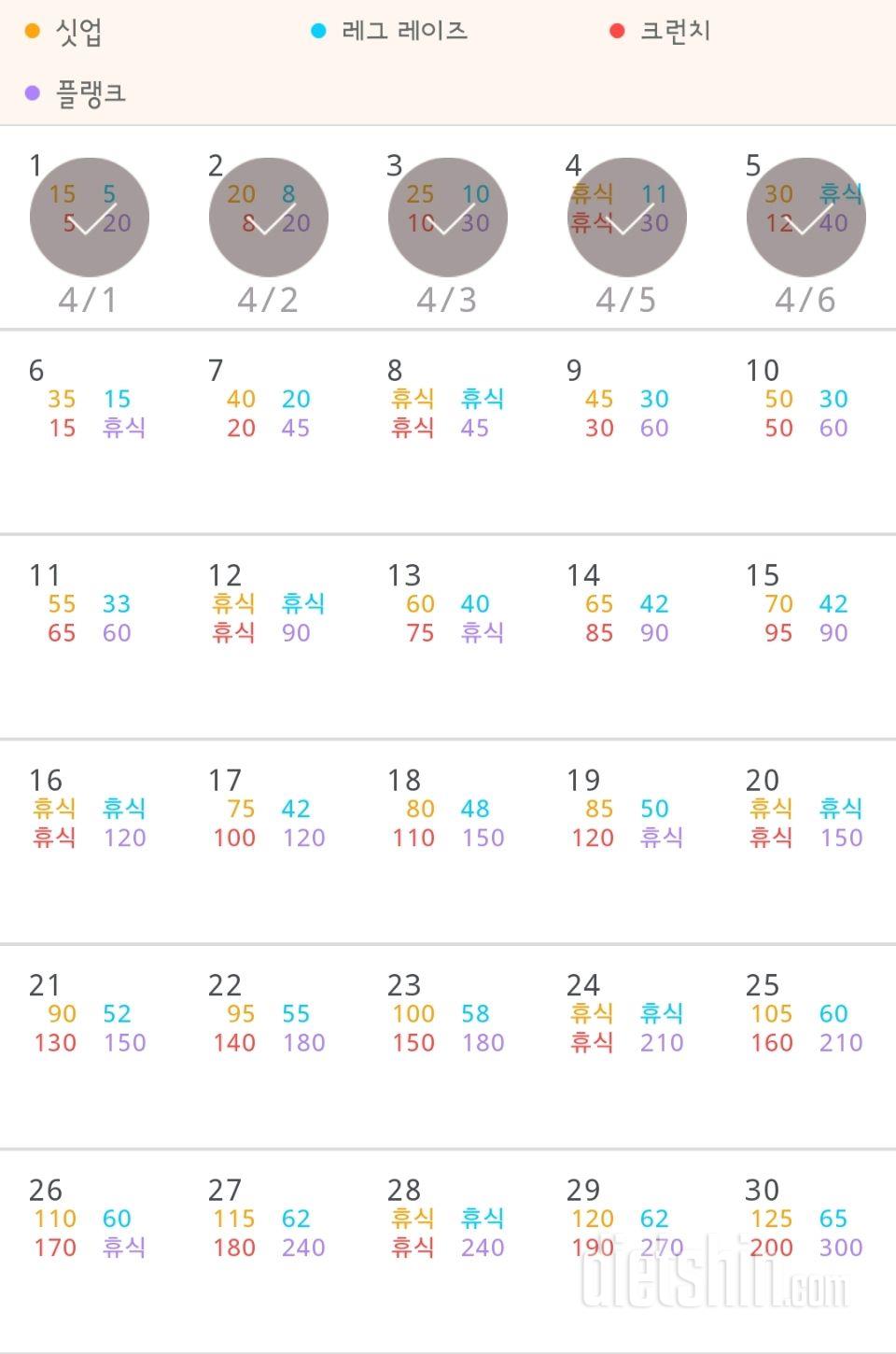 30일 복근 만들기 35일차 성공!