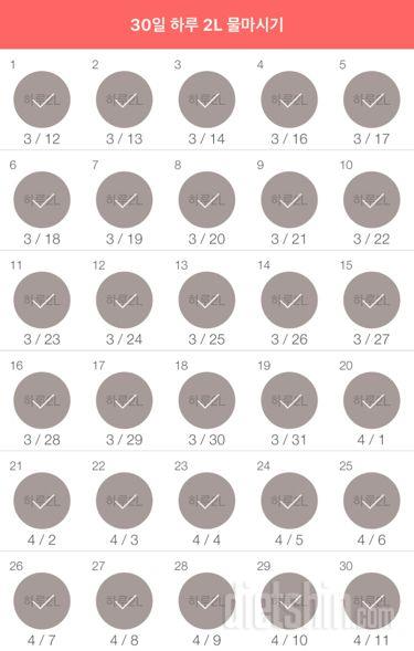 30일 하루 2L 물마시기 30일차 성공!