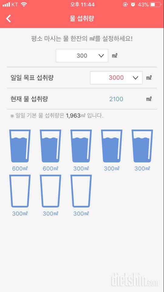 30일 하루 2L 물마시기 20일차 성공!