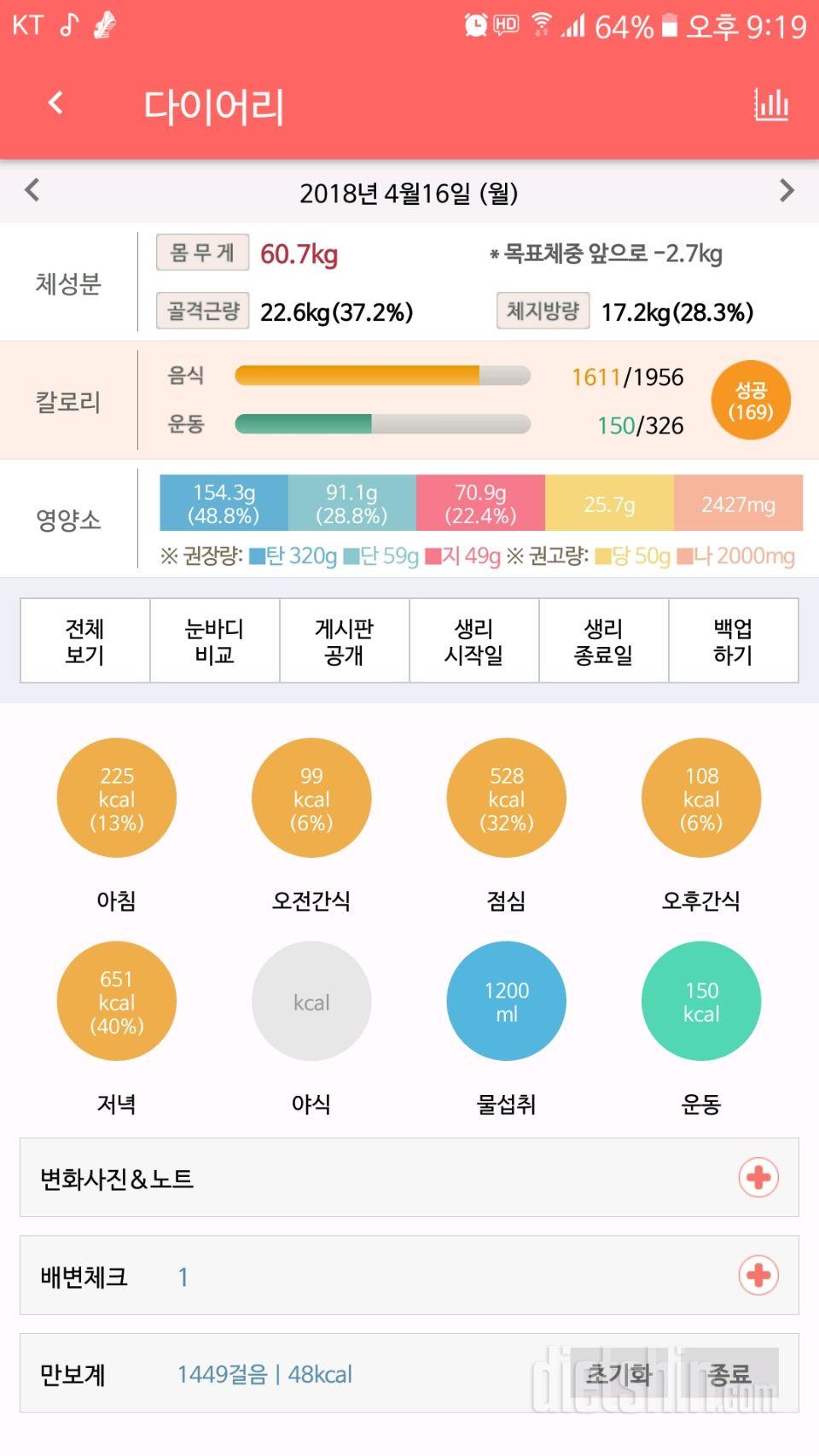 30일 밀가루 끊기 1일차 성공!