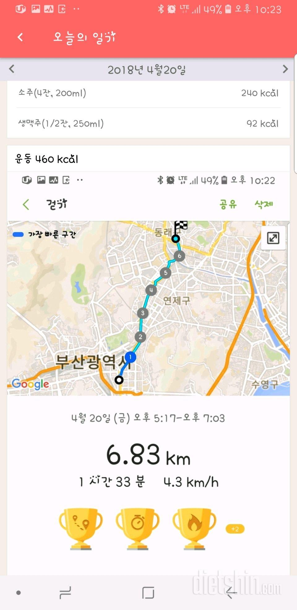 4월20일(금)식단,운동