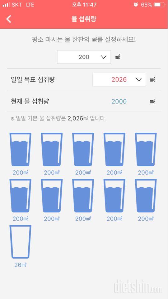 30일 하루 2L 물마시기 2일차 성공!