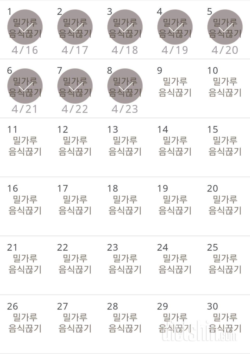 30일 밀가루 끊기 8일차 성공!