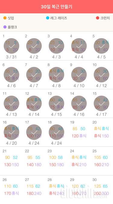 30일 복근 만들기 18일차 성공!