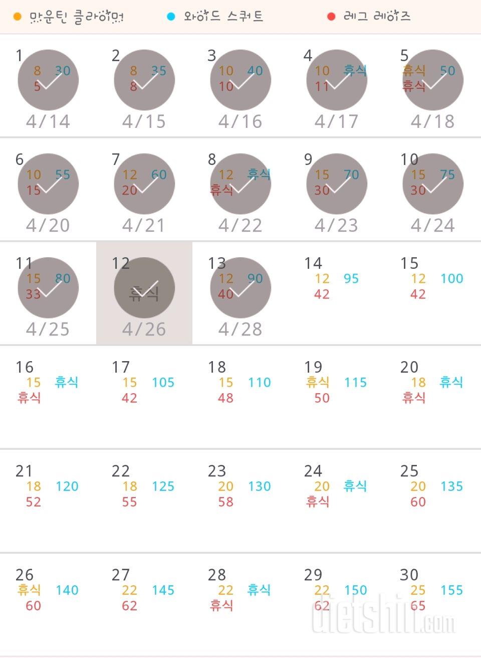 30일 체지방 줄이기 13일차 성공!