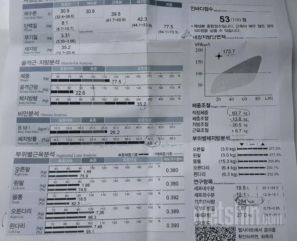 인바디 받았습니다ㅠㅠ