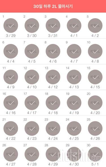 30일 하루 2L 물마시기 30일차 성공!