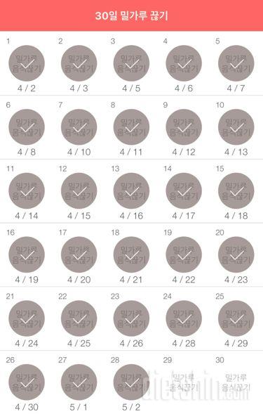 30일 밀가루 끊기 28일차 성공!