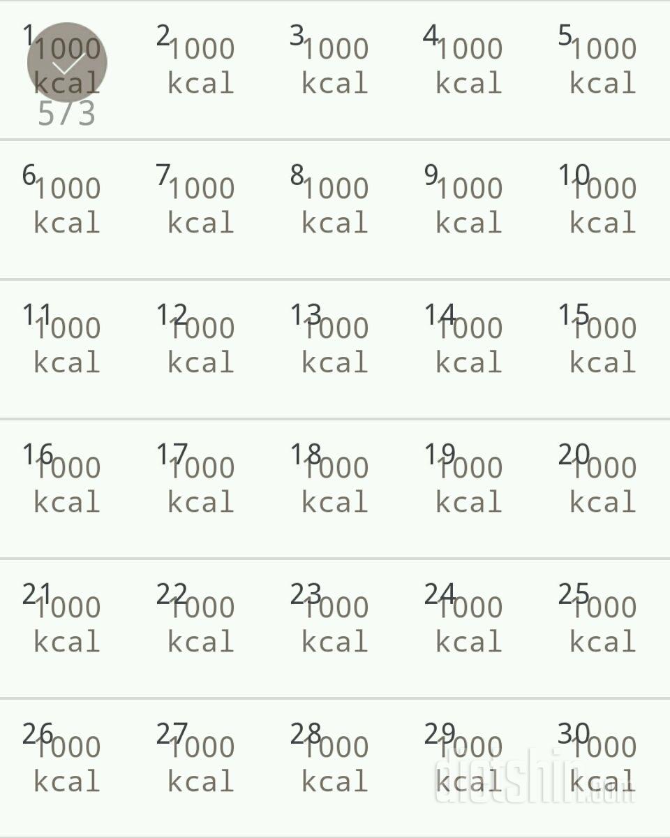 30일 1,000kcal 식단 1일차 성공!