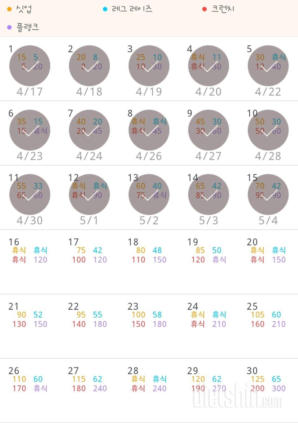 30일 복근 만들기 15일차 성공!